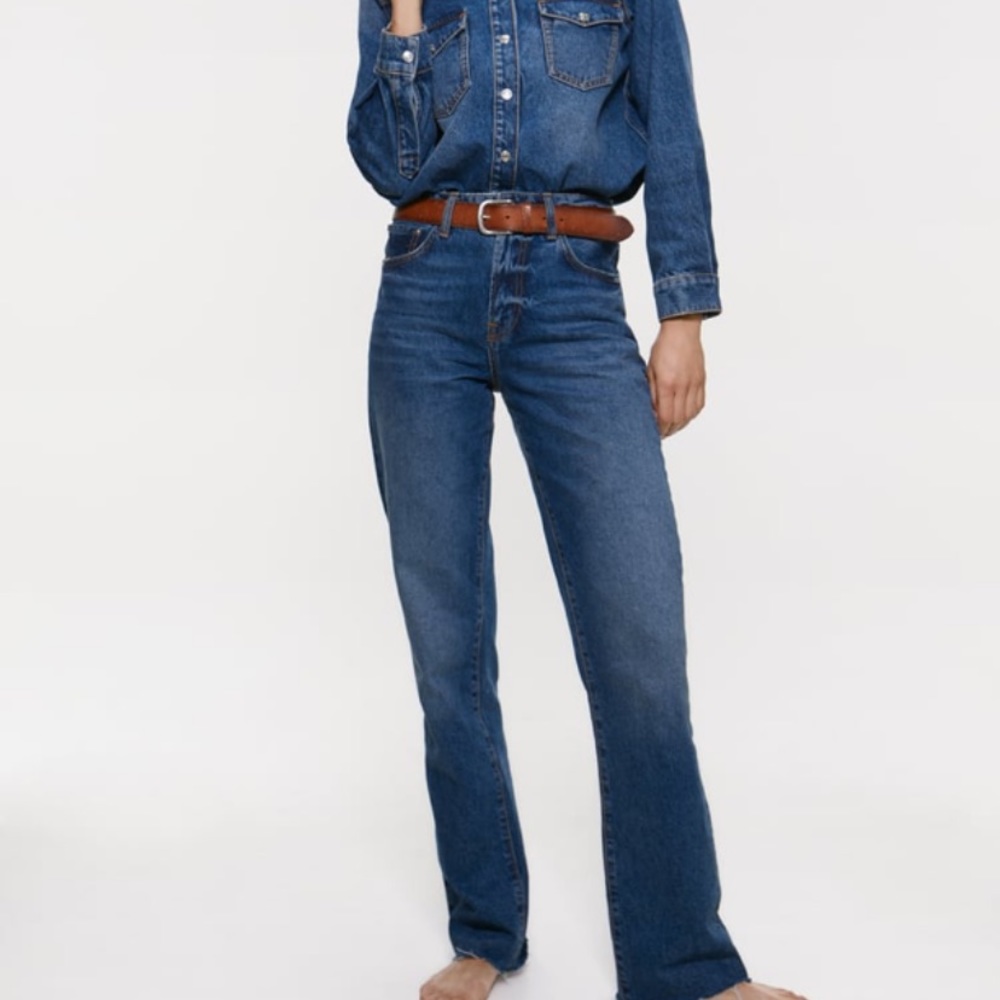 Zara premium high waist straight leg jean sz2
